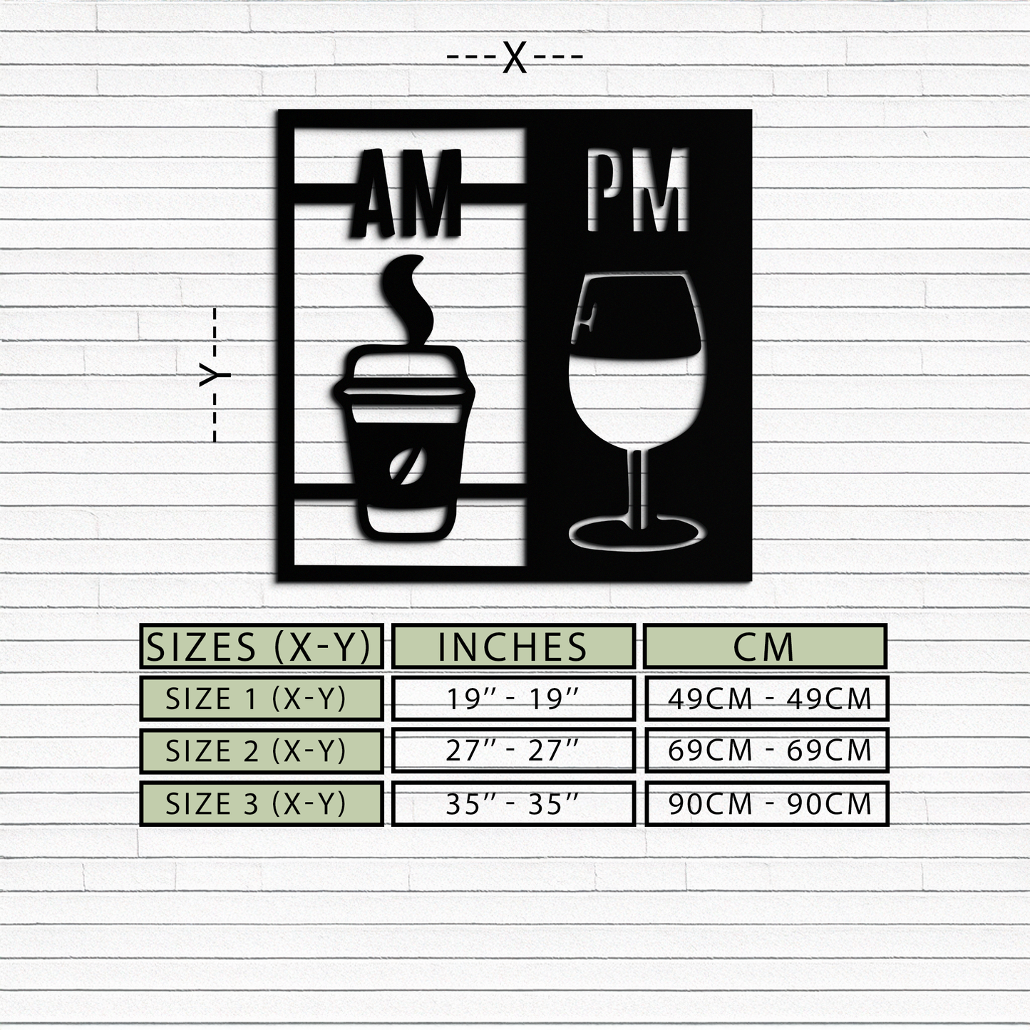 Morning Coffee and Evening Wine Metal Wall Art – AM PM Modern Black Kitchen Decor- KAF547 - Tampa Home & Garden Store