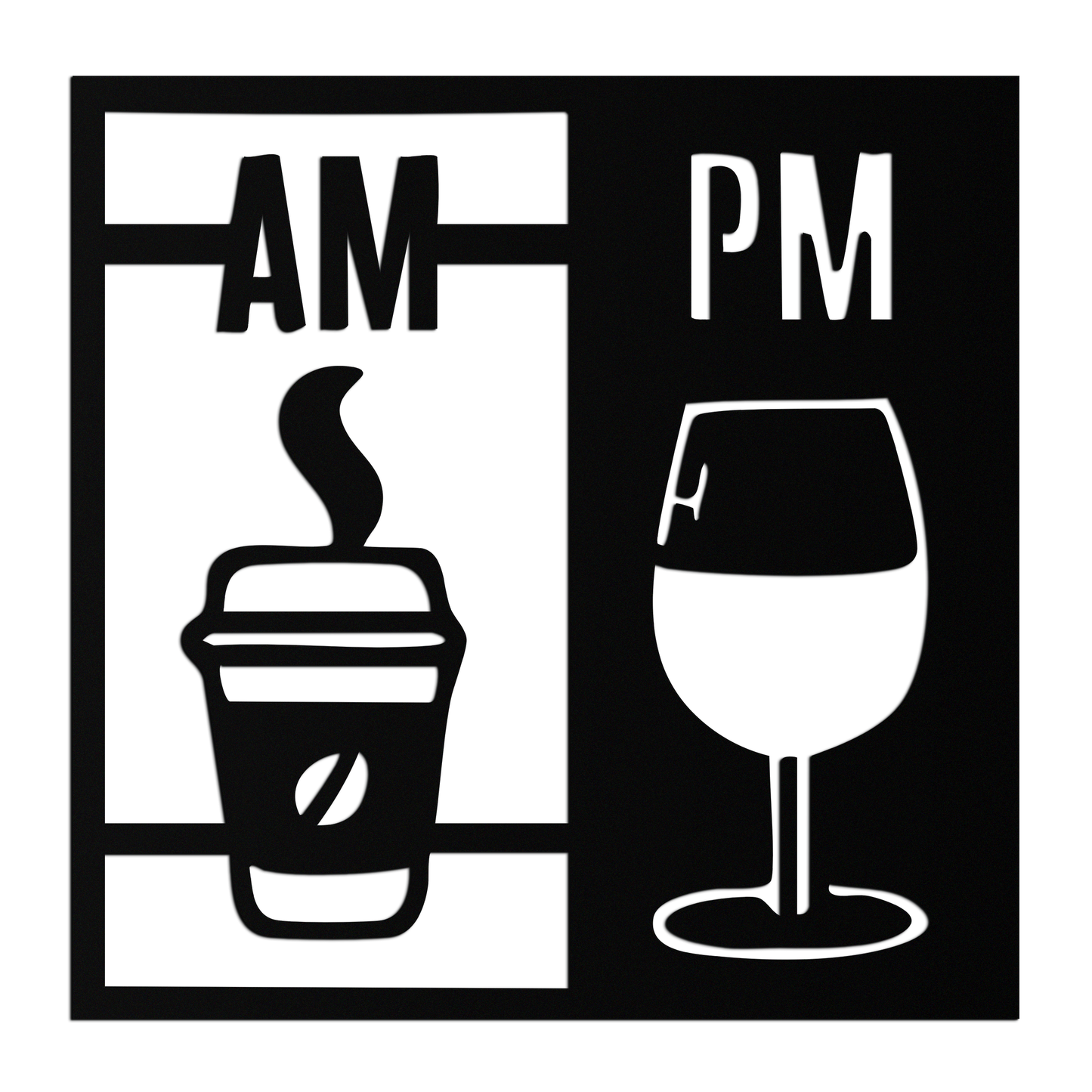Morning Coffee and Evening Wine Metal Wall Art – AM PM Modern Black Kitchen Decor- KAF547 - Tampa Home & Garden Store