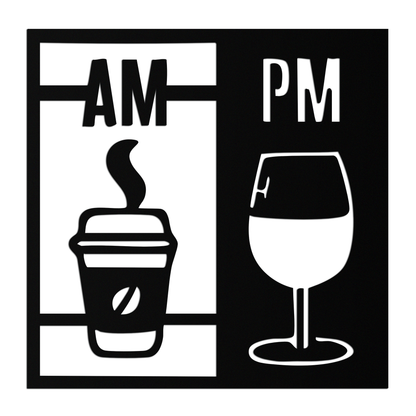Morning Coffee and Evening Wine Metal Wall Art – AM PM Modern Black Kitchen Decor- KAF547 - Tampa Home & Garden Store