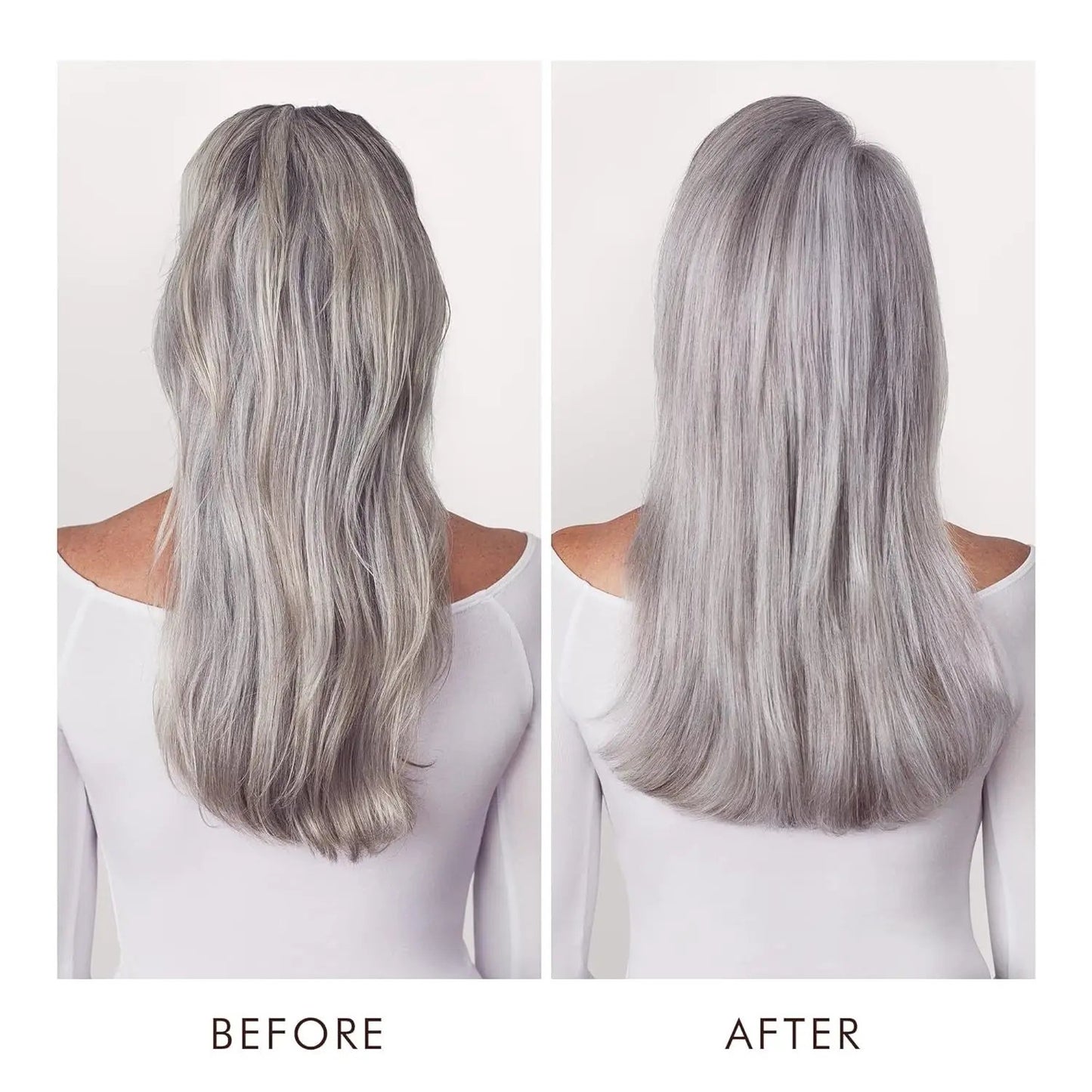 Moroccanoil Blonde Perfecting Purple Conditioner hair; before/after cool silver-gray on Tampa Home & Garden Store