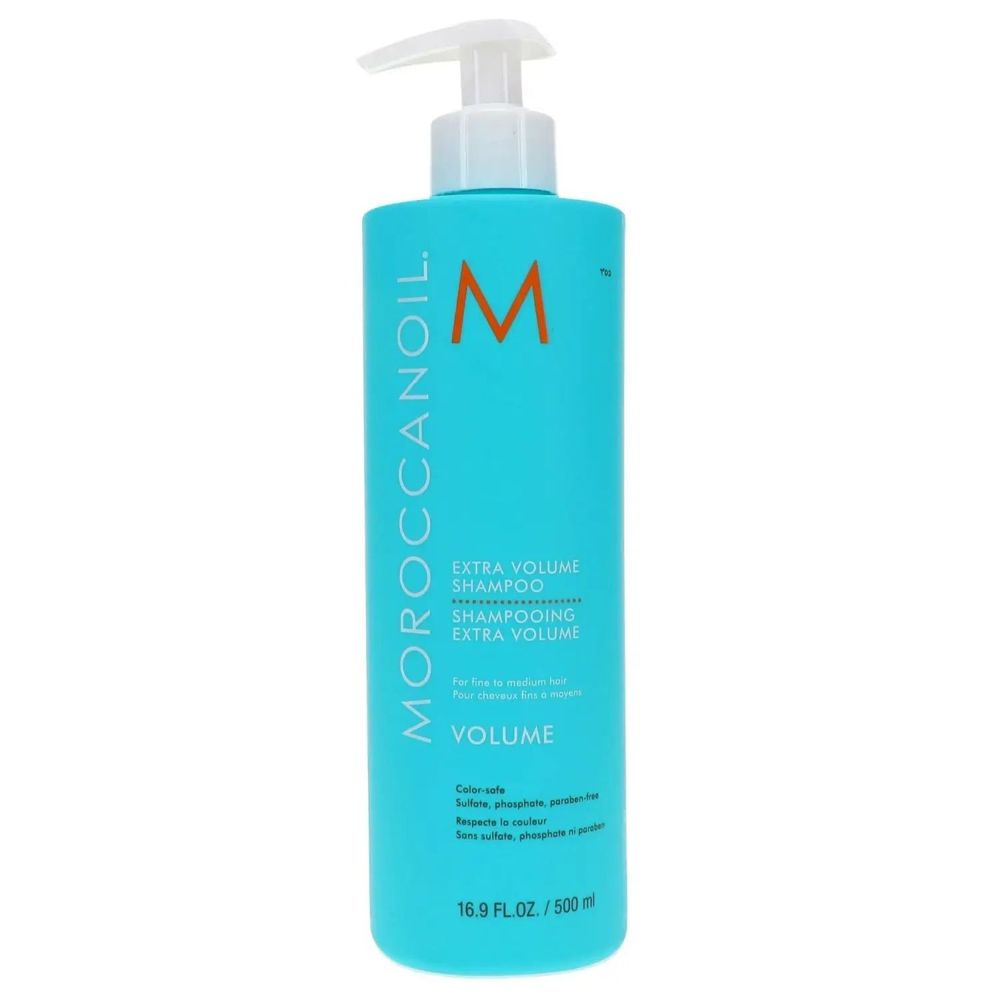 Moroccanoil Extra Volume Shampoo turquoise bottle with pump top, 500 ml on Tampa Home & Garden Store