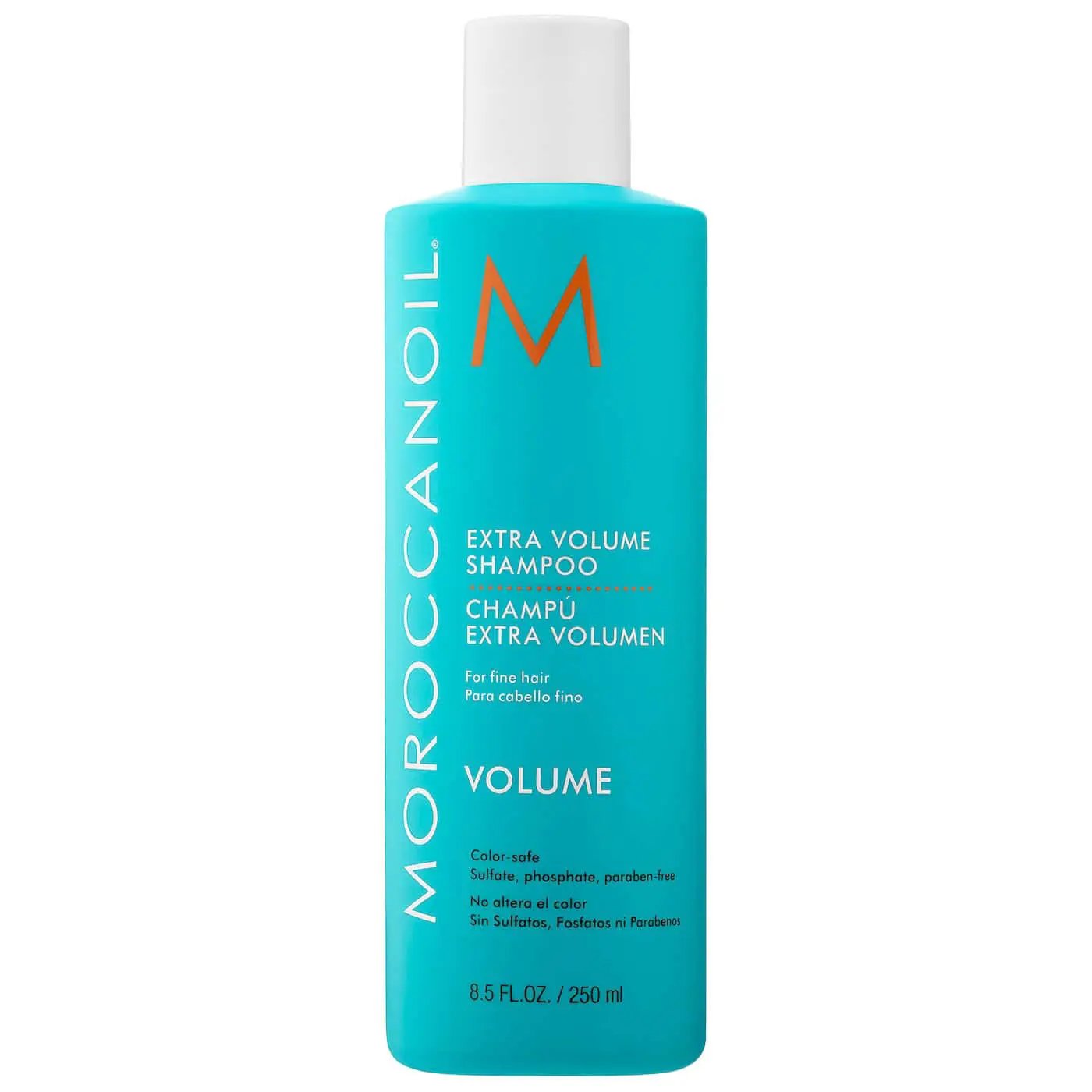 Moroccanoil Extra Volume Shampoo bottle turquoise with white cap for fine hair 8.5 fl oz on Tampa Home & Garden Store