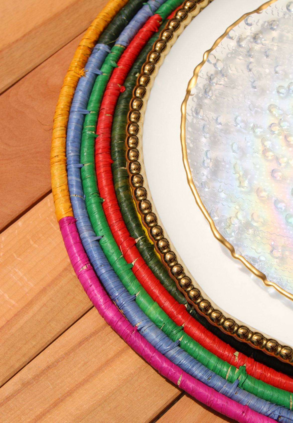 Morocco Placemat, colorful raffia Woven tabletop - Tampa Home & Garden Store