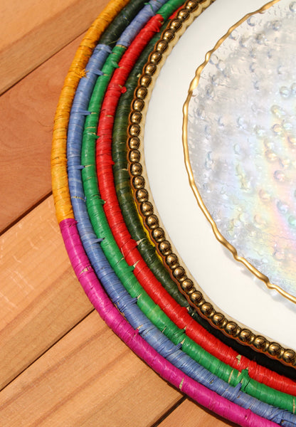Morocco Placemat, colorful raffia Woven tabletop - Tampa Home & Garden Store