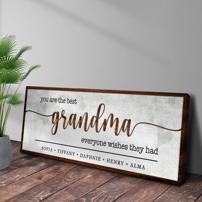 Canvas sign Tailored Canvases Mothers Day gift for Grandma with brown script on wood on Tampa Home & Garden Store