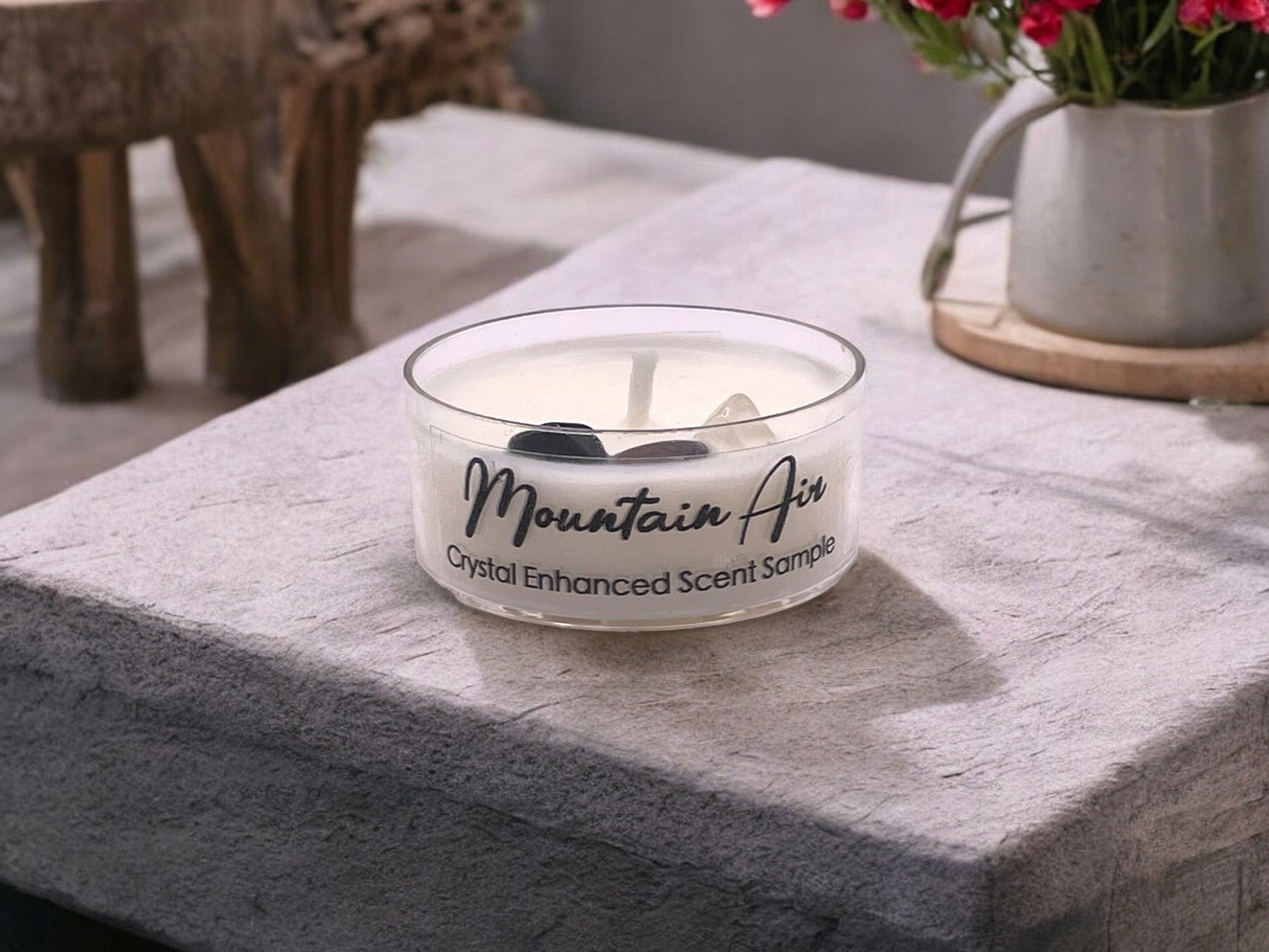 Mountain Air, Premium Coconut-Soy Wax Tea Light Crystal Candle, 1oz - Tampa Home & Garden Store