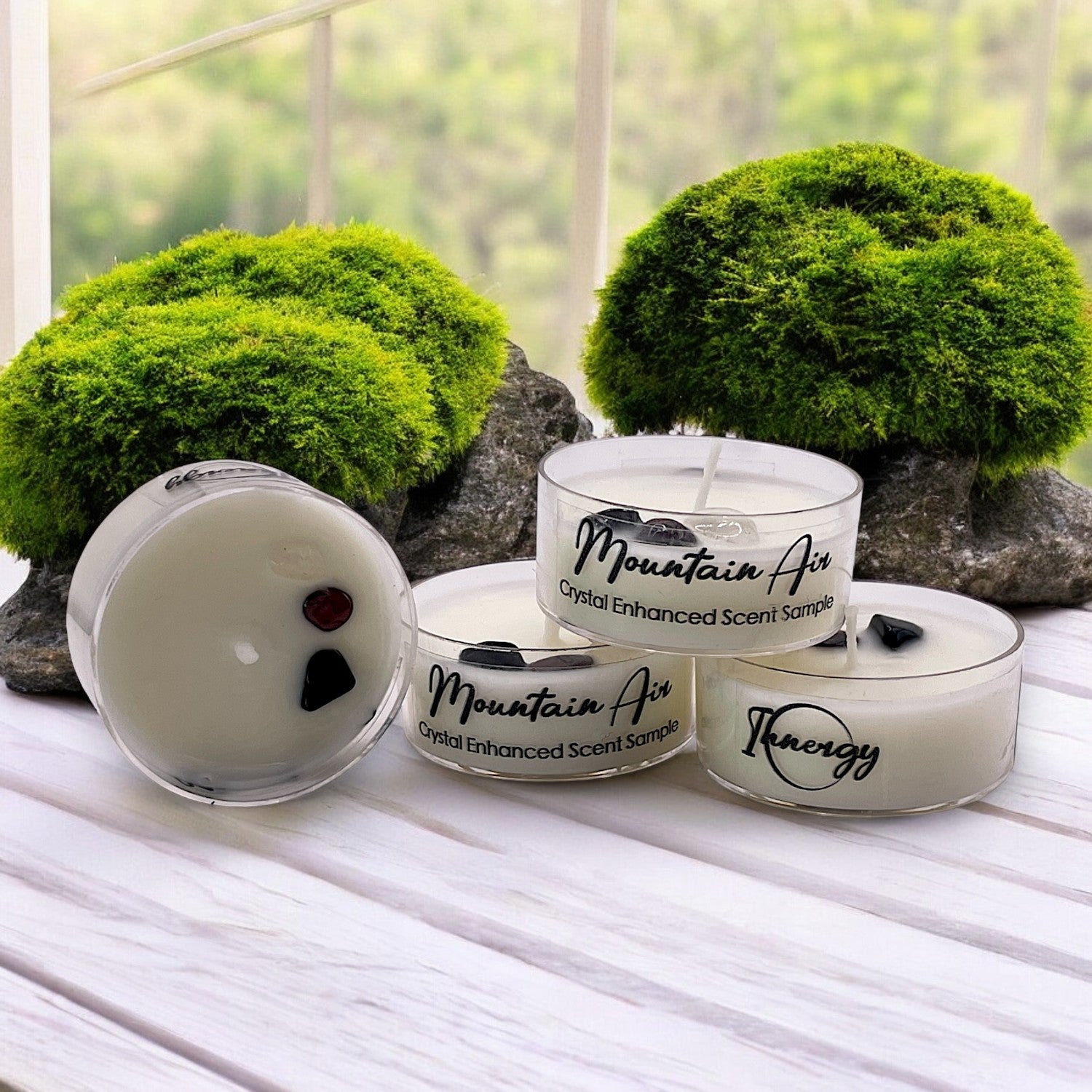 Mountain Air, Premium Coconut-Soy Wax Tea Light Crystal Candle, 1oz - Tampa Home & Garden Store