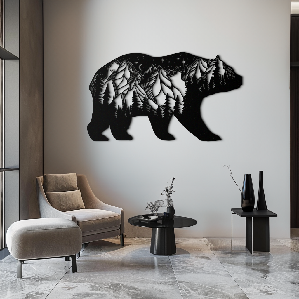 Mountain Bear Metal Wall Art - Nature-Inspired Wildlife Decor - KAF094 - Tampa Home & Garden Store