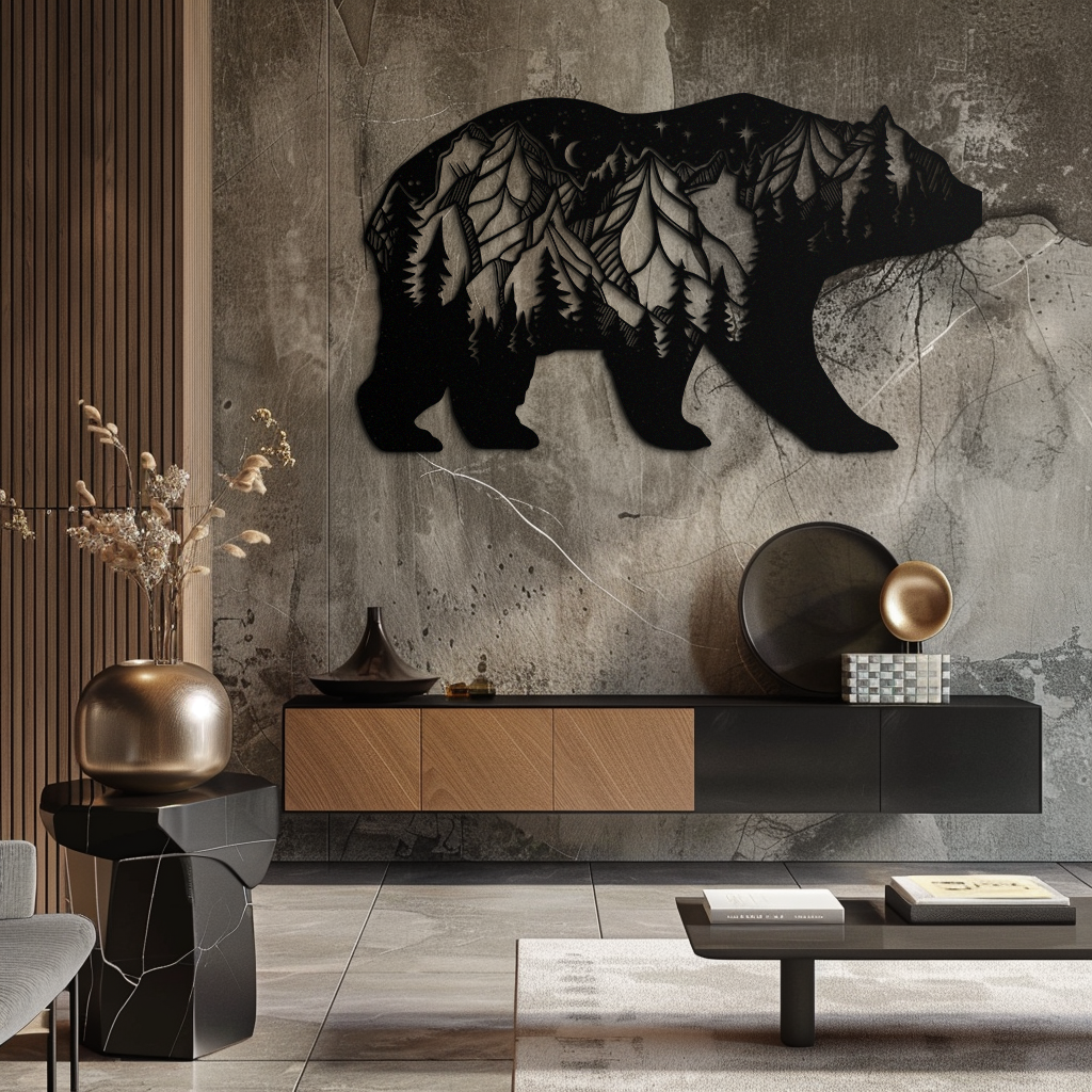 Mountain Bear Metal Wall Art - Nature-Inspired Wildlife Decor - KAF094 - Tampa Home & Garden Store