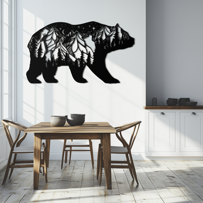 Mountain Bear Metal Wall Art - Nature-Inspired Wildlife Decor - KAF094 - Tampa Home & Garden Store