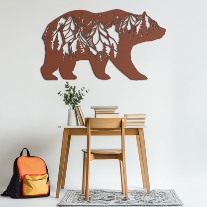 Mountain Bear Metal Wall Art - Nature-Inspired Wildlife Decor - KAF094 - Tampa Home & Garden Store