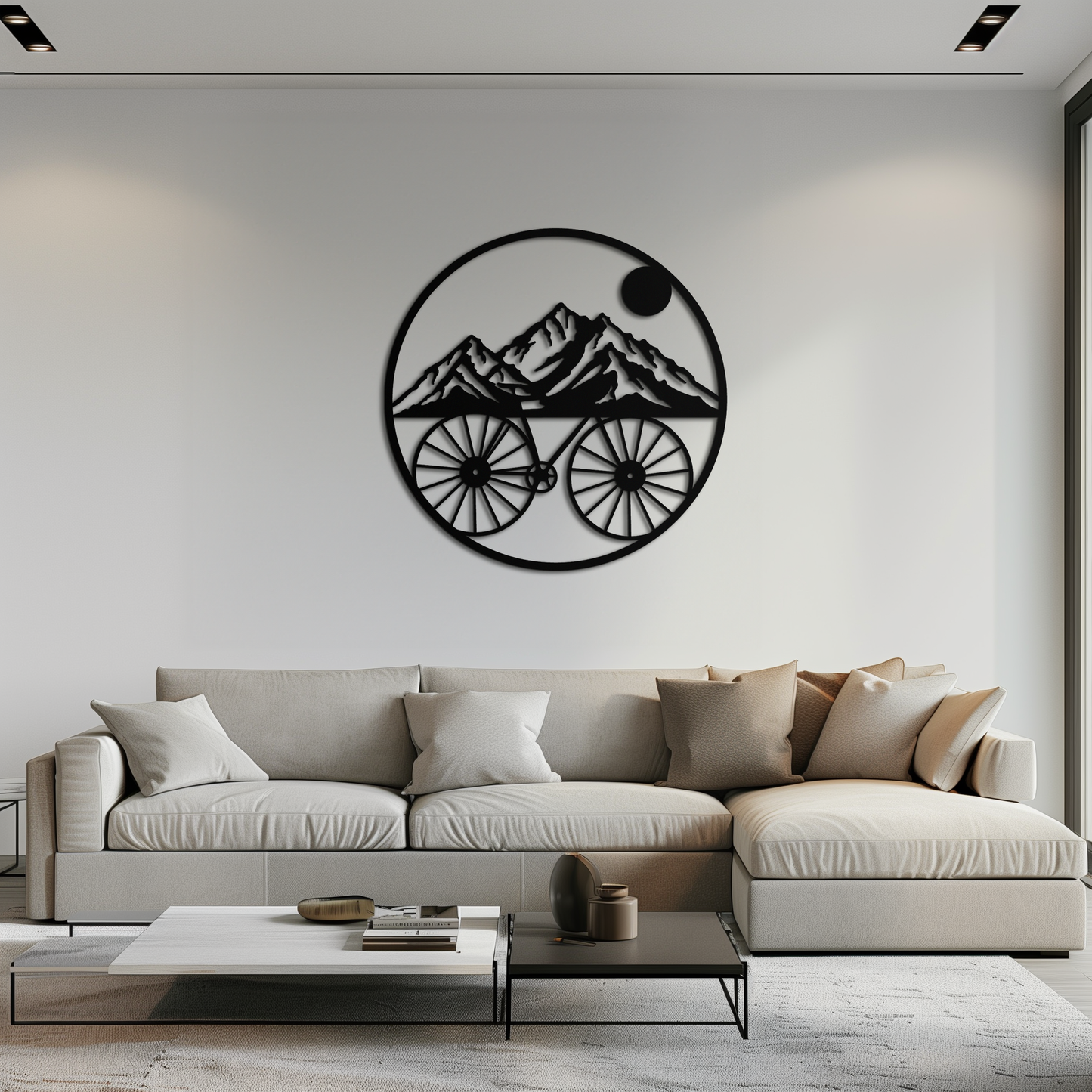 Mountain Bike Silhouette Metal Wall Art - Scenic Bicycle and Nature Scene Decor- KAF320 - Tampa Home & Garden Store