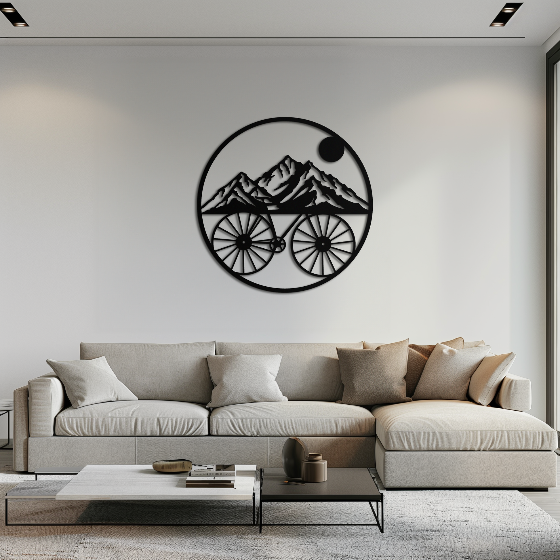 Mountain Bike Silhouette Metal Wall Art - Scenic Bicycle and Nature Scene Decor- KAF320 - Tampa Home & Garden Store