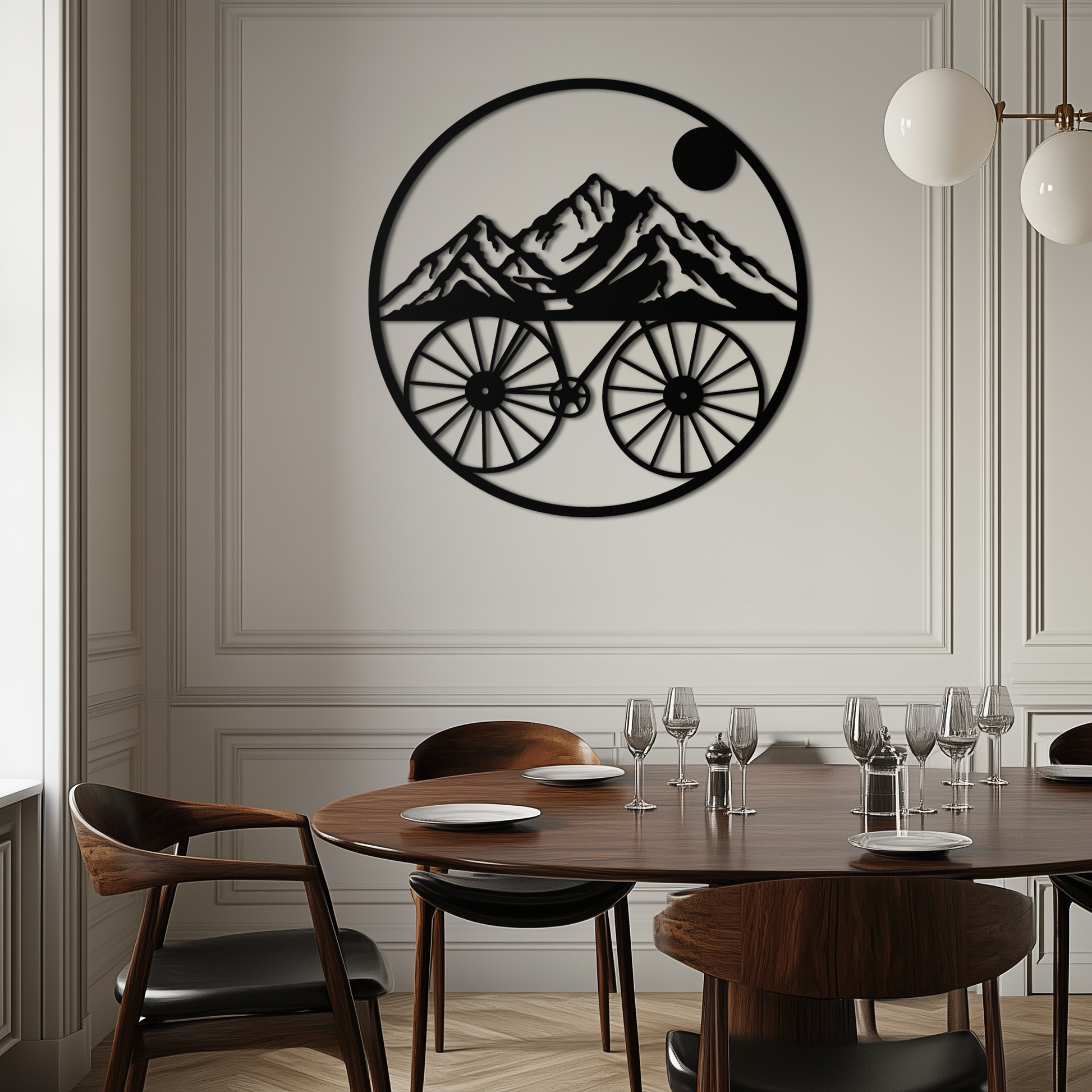 Mountain Bike Silhouette Metal Wall Art - Scenic Bicycle and Nature Scene Decor- KAF320 - Tampa Home & Garden Store