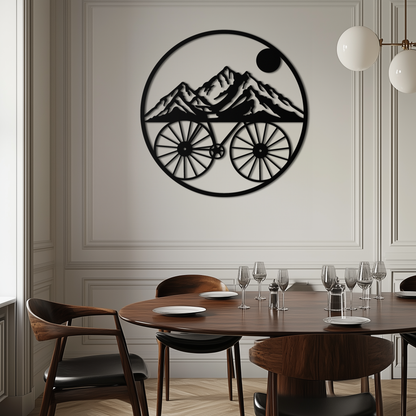 Mountain Bike Silhouette Metal Wall Art - Scenic Bicycle and Nature Scene Decor- KAF320 - Tampa Home & Garden Store