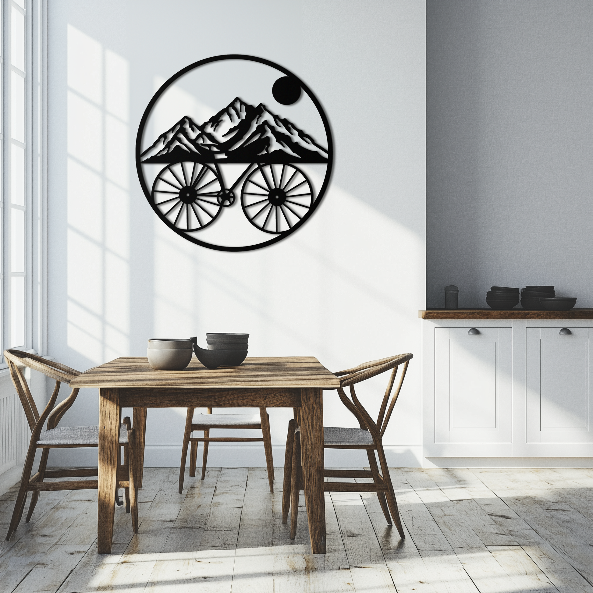 Mountain Bike Silhouette Metal Wall Art - Scenic Bicycle and Nature Scene Decor- KAF320 - Tampa Home & Garden Store