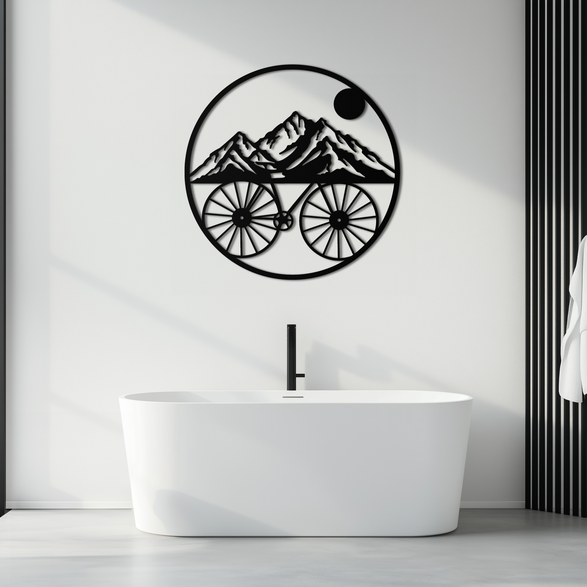 Mountain Bike Silhouette Metal Wall Art - Scenic Bicycle and Nature Scene Decor- KAF320 - Tampa Home & Garden Store