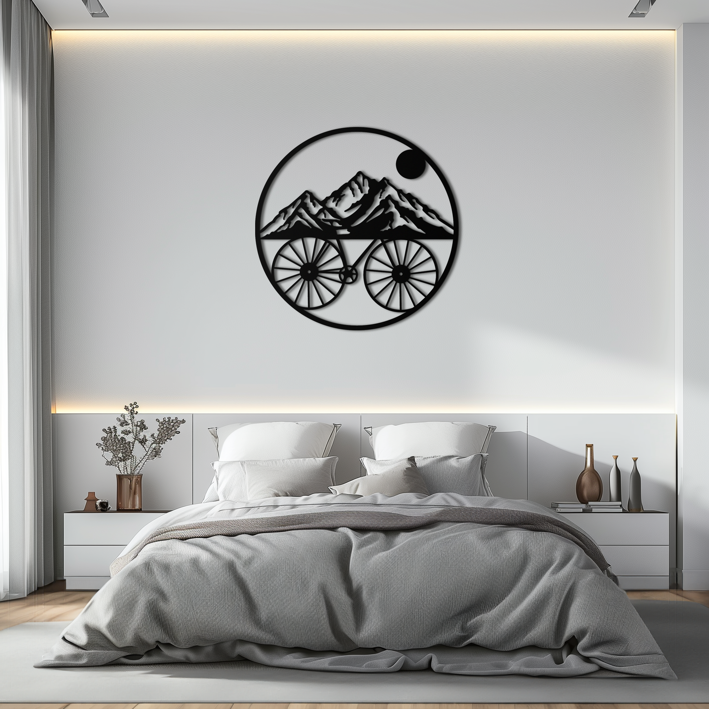 Mountain Bike Silhouette Metal Wall Art - Scenic Bicycle and Nature Scene Decor- KAF320 - Tampa Home & Garden Store