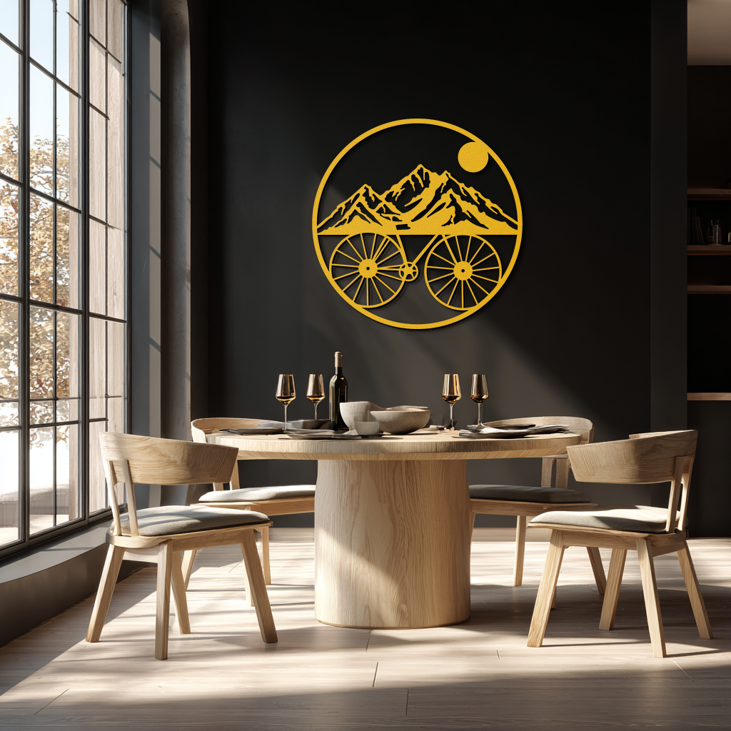 Mountain Bike Silhouette Metal Wall Art - Scenic Bicycle and Nature Scene Decor- KAF320 - Tampa Home & Garden Store