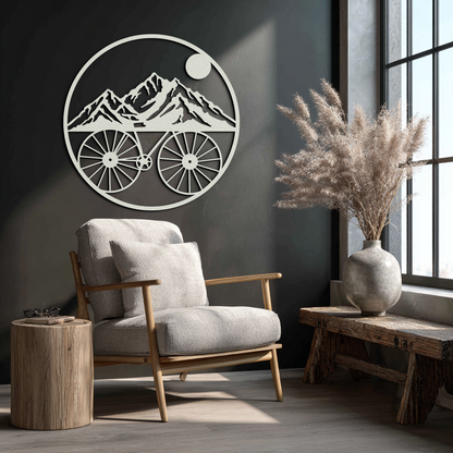 Mountain Bike Silhouette Metal Wall Art - Scenic Bicycle and Nature Scene Decor- KAF320 - Tampa Home & Garden Store