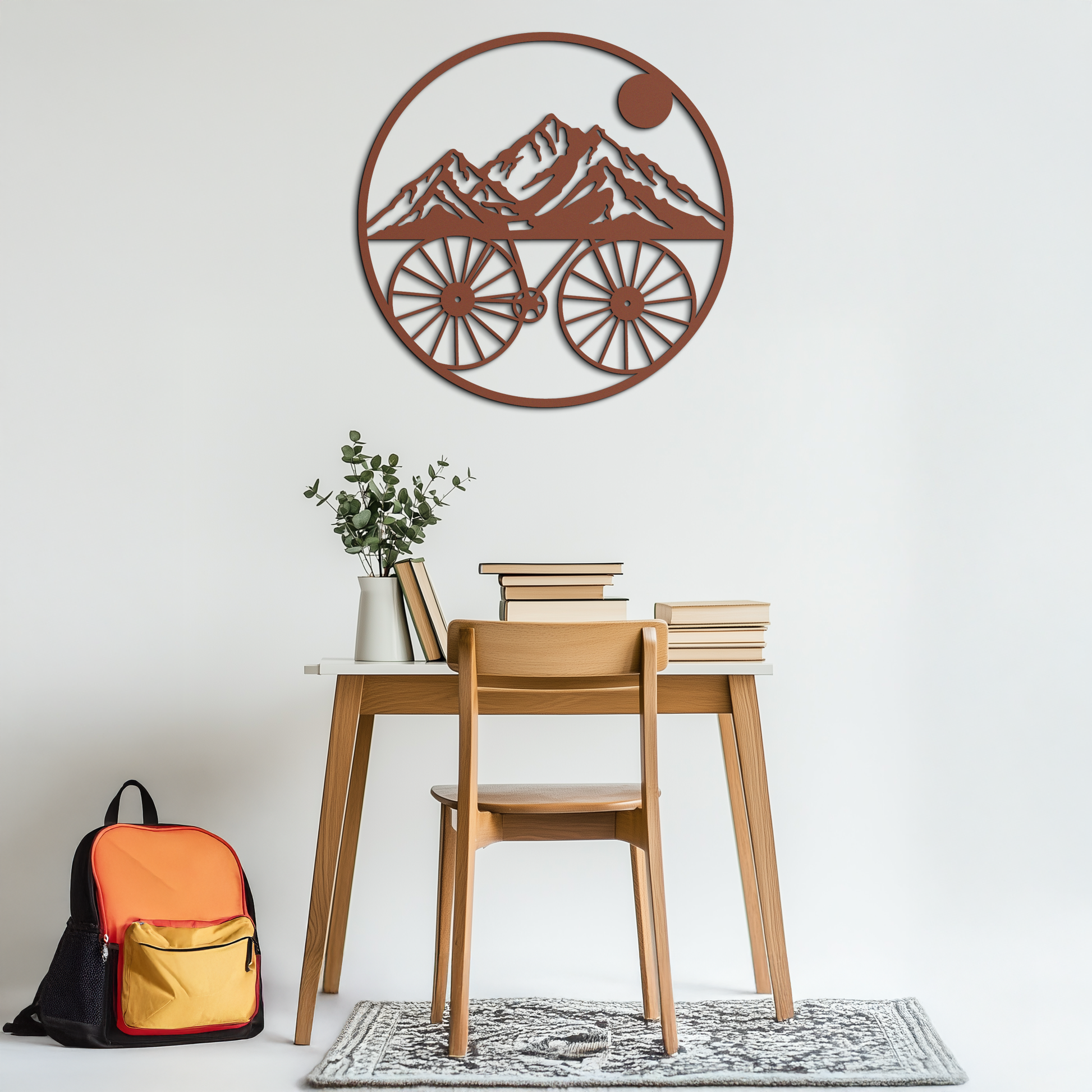 Mountain Bike Silhouette Metal Wall Art - Scenic Bicycle and Nature Scene Decor- KAF320 - Tampa Home & Garden Store