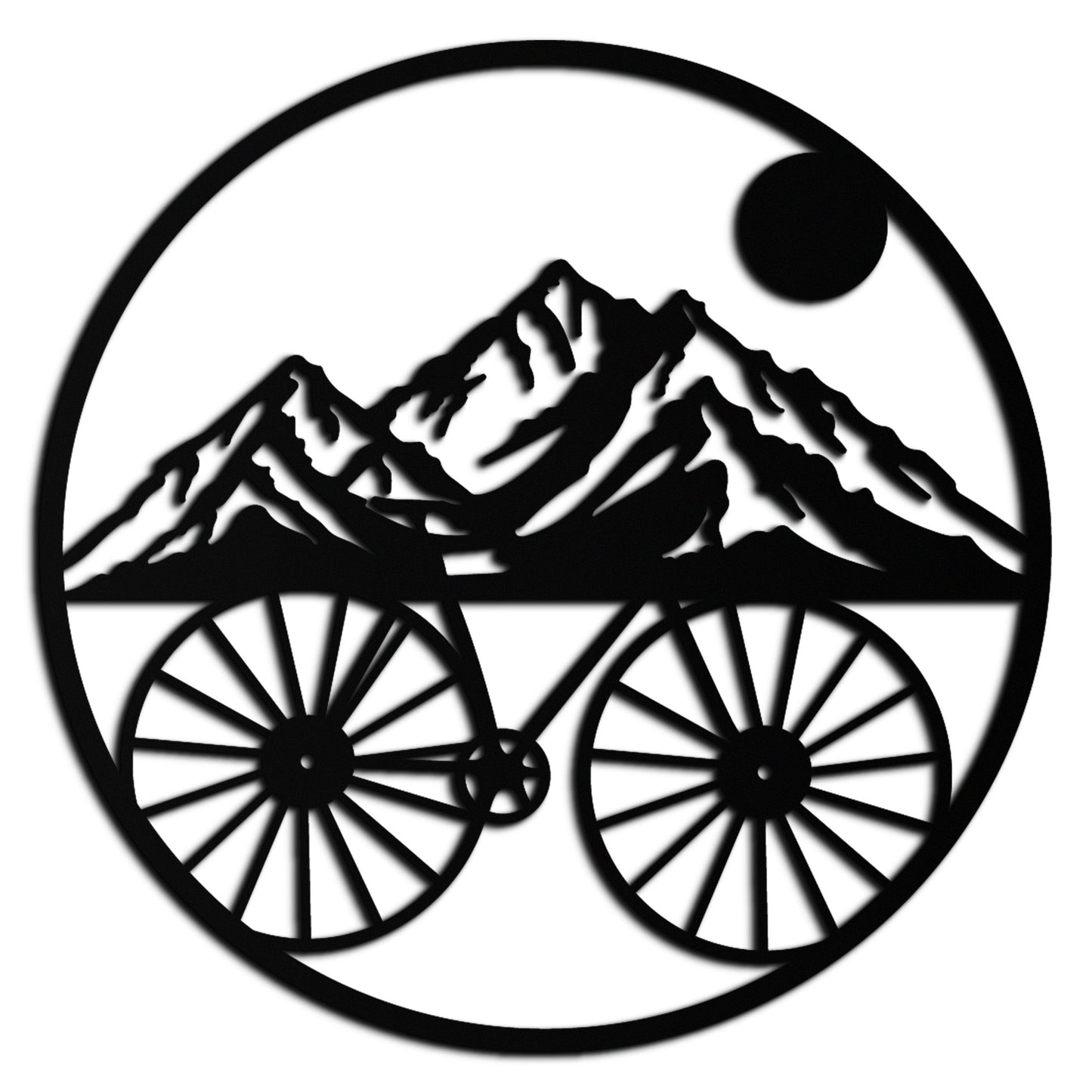 Mountain Bike Silhouette Metal Wall Art - Scenic Bicycle and Nature Scene Decor- KAF320 - Tampa Home & Garden Store