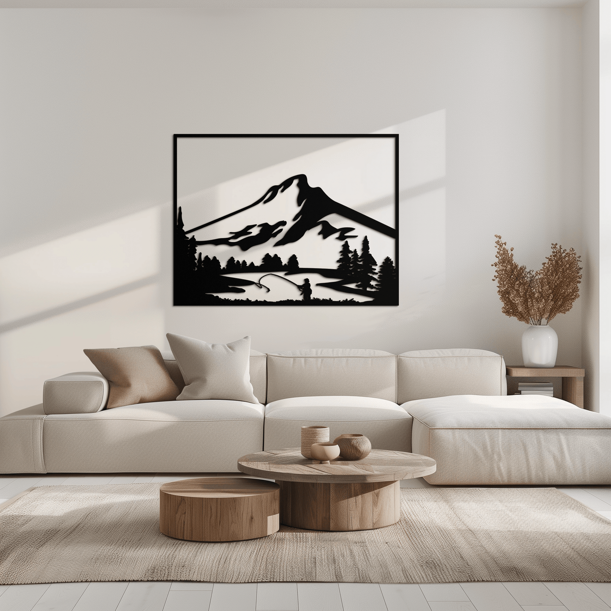 Mountain Fishing Metal Wall Art - Steel Wall Decor for Home and Cabin - KAF017 - Tampa Home & Garden Store