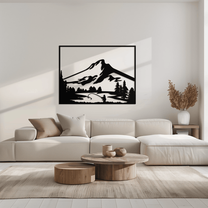 Mountain Fishing Metal Wall Art - Steel Wall Decor for Home and Cabin - KAF017 - Tampa Home & Garden Store