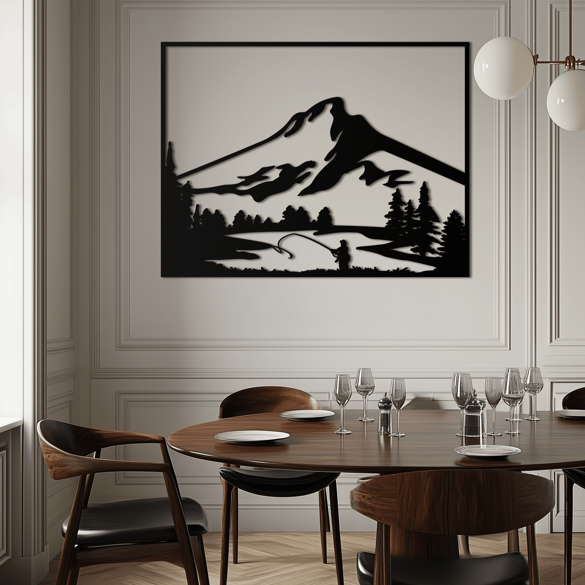 Mountain Fishing Metal Wall Art - Steel Wall Decor for Home and Cabin - KAF017 - Tampa Home & Garden Store