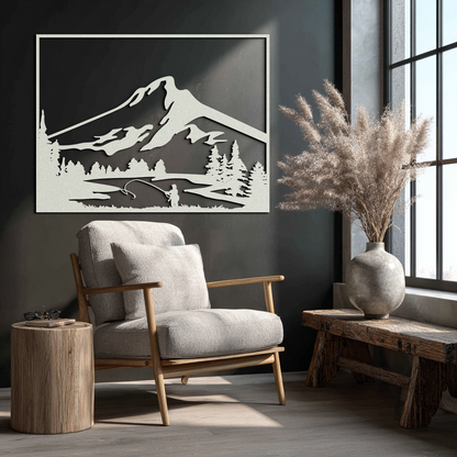 Mountain Fishing Metal Wall Art - Steel Wall Decor for Home and Cabin - KAF017 - Tampa Home & Garden Store