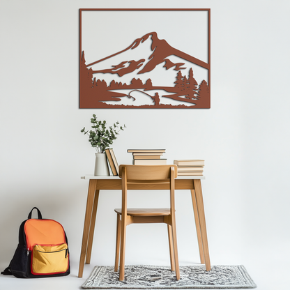 Mountain Fishing Metal Wall Art - Steel Wall Decor for Home and Cabin - KAF017 - Tampa Home & Garden Store