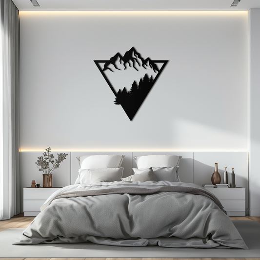 Mountain Forest Metal Wall Art - Geometric Nature Decor- KAF161 - Tampa Home & Garden Store