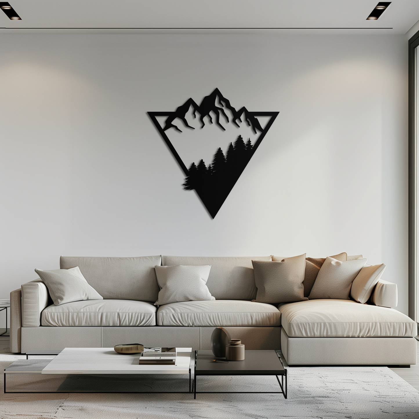 Mountain Forest Metal Wall Art - Geometric Nature Decor- KAF161 - Tampa Home & Garden Store