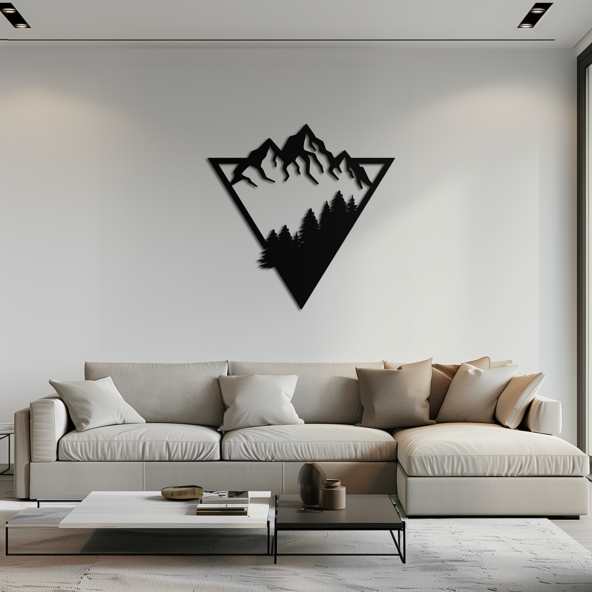 Mountain Forest Metal Wall Art - Geometric Nature Decor- KAF161 - Tampa Home & Garden Store