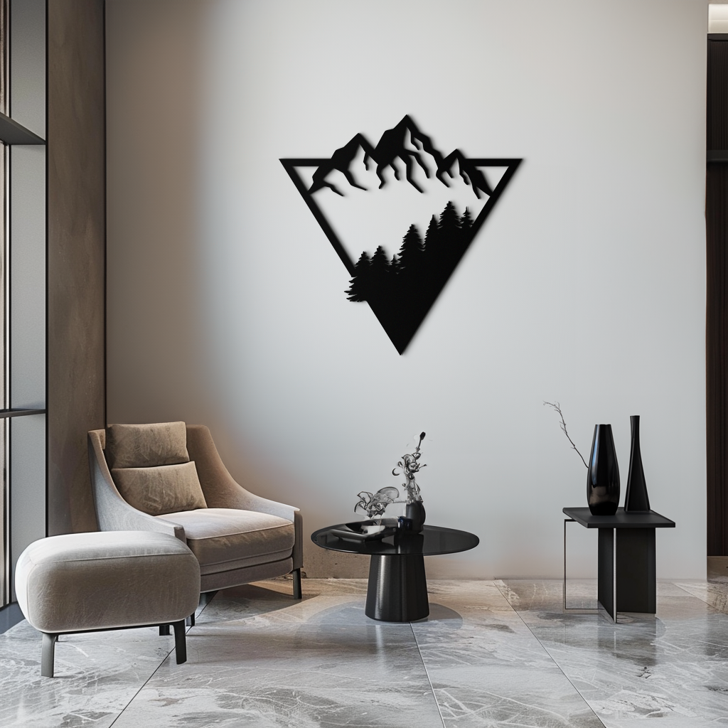 Mountain Forest Metal Wall Art - Geometric Nature Decor- KAF161 - Tampa Home & Garden Store