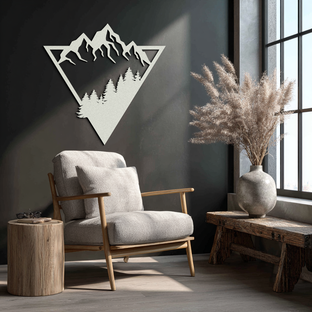 Mountain Forest Metal Wall Art - Geometric Nature Decor- KAF161 - Tampa Home & Garden Store
