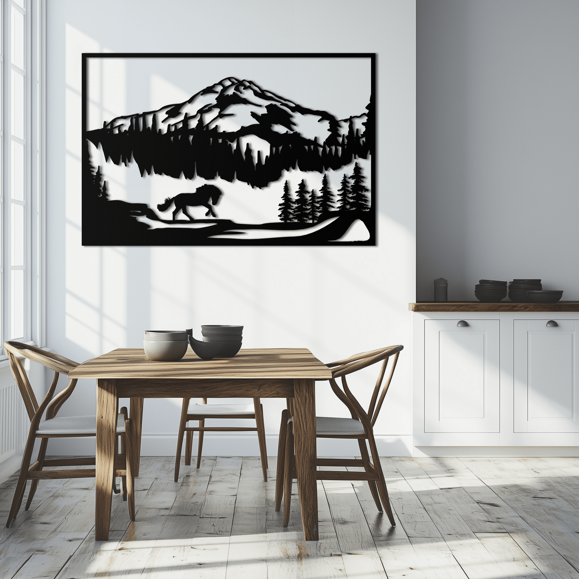 Mountain Horse Metal Wall Art - Steel Wall Decor for Home and Cabin - KAF019 - Tampa Home & Garden Store