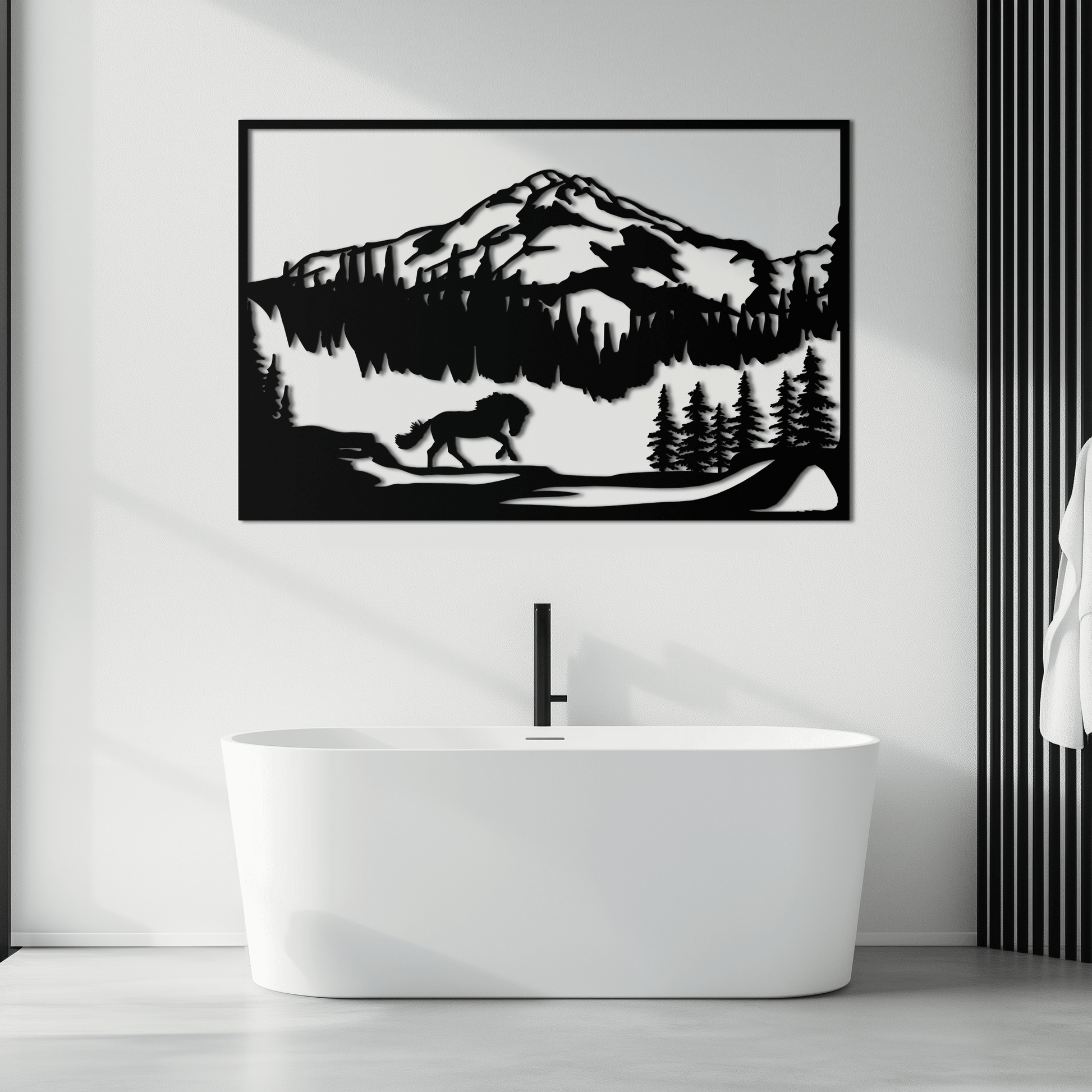 Mountain Horse Metal Wall Art - Steel Wall Decor for Home and Cabin - KAF019 - Tampa Home & Garden Store