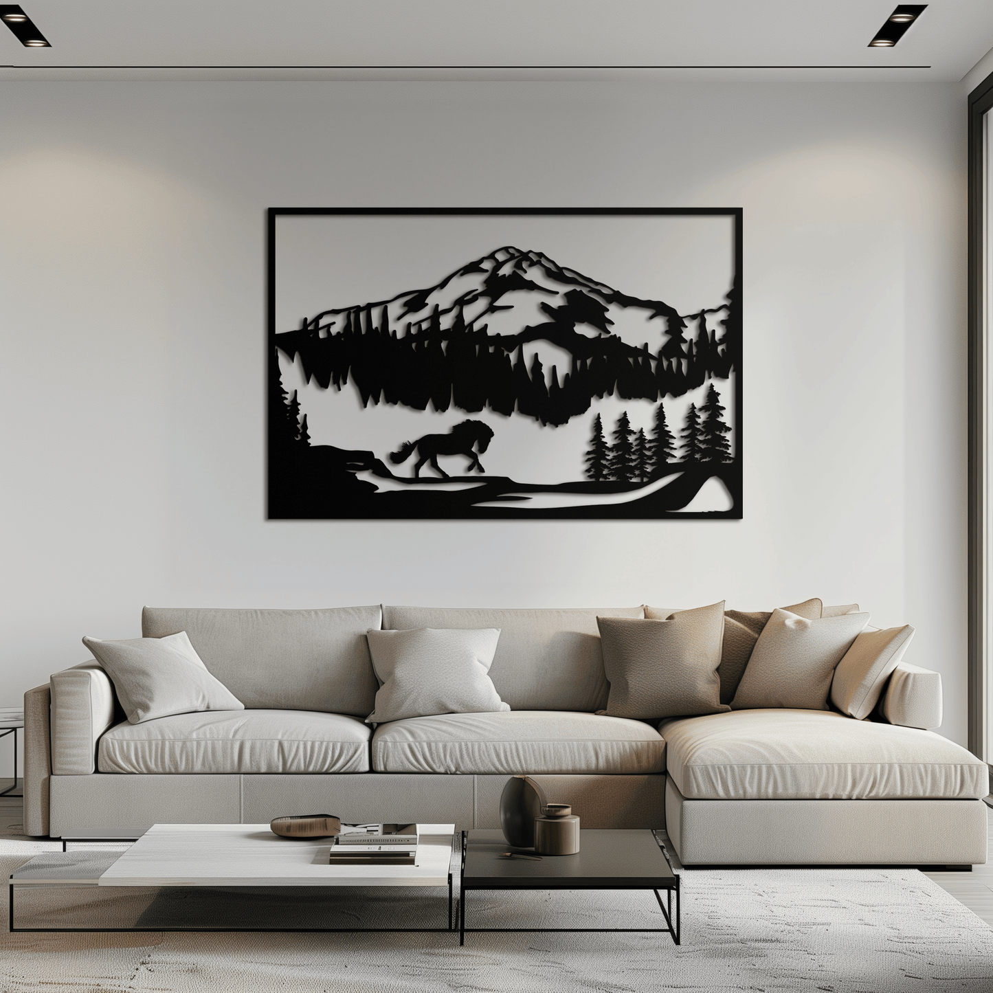 Mountain Horse Metal Wall Art - Steel Wall Decor for Home and Cabin - KAF019 - Tampa Home & Garden Store
