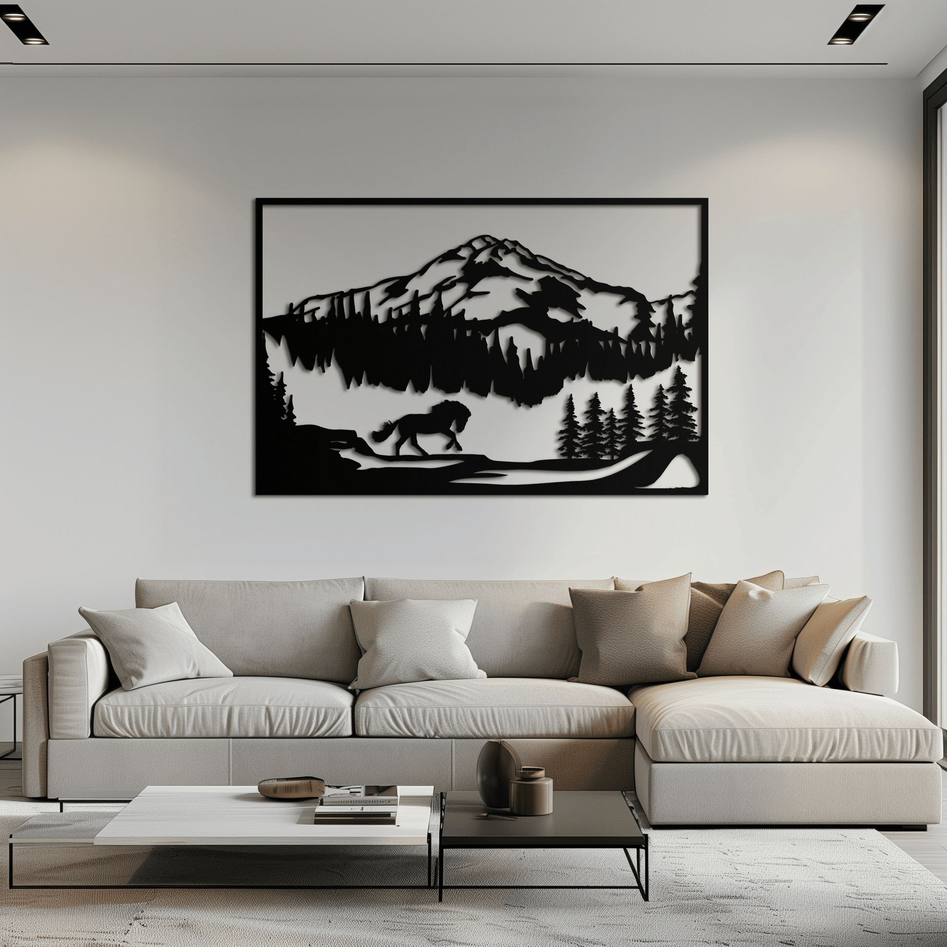 Mountain Horse Metal Wall Art - Steel Wall Decor for Home and Cabin - KAF019 - Tampa Home & Garden Store