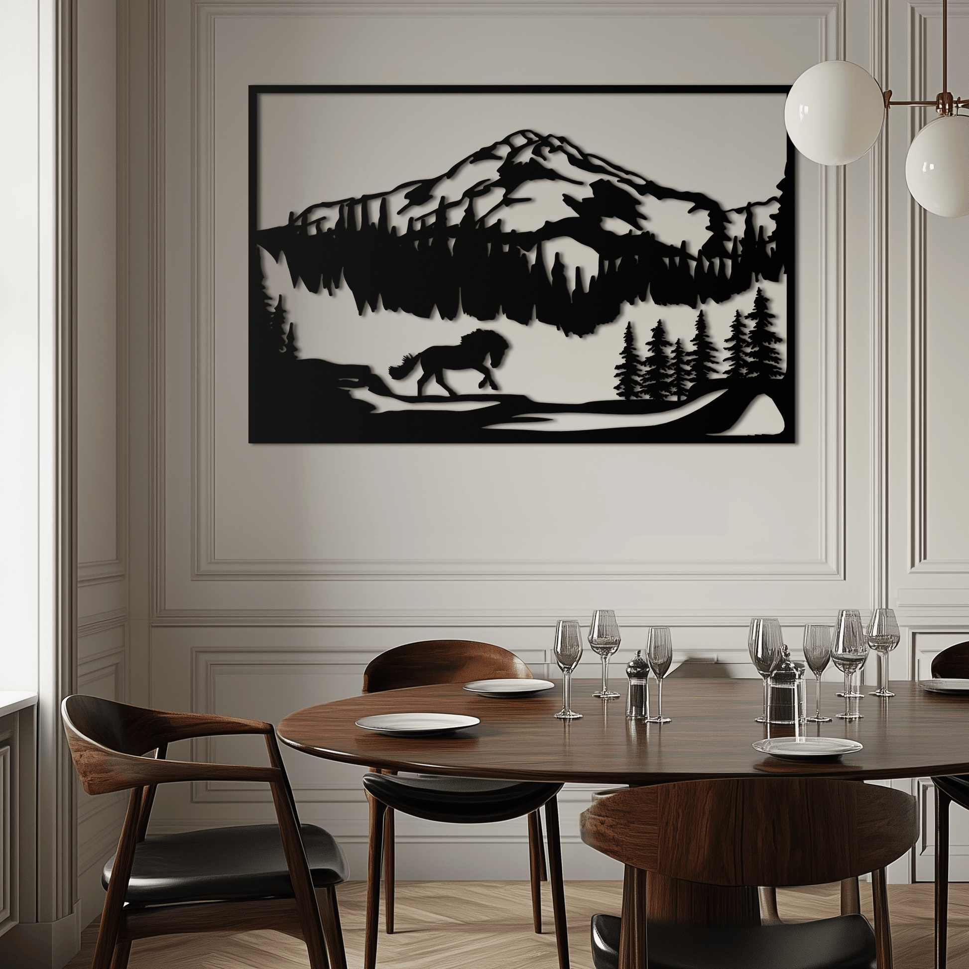 Mountain Horse Metal Wall Art - Steel Wall Decor for Home and Cabin - KAF019 - Tampa Home & Garden Store
