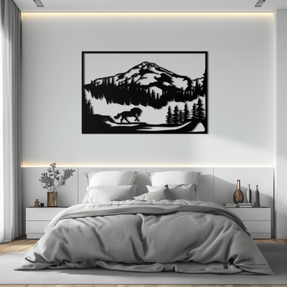 Mountain Horse Metal Wall Art - Steel Wall Decor for Home and Cabin - KAF019 - Tampa Home & Garden Store