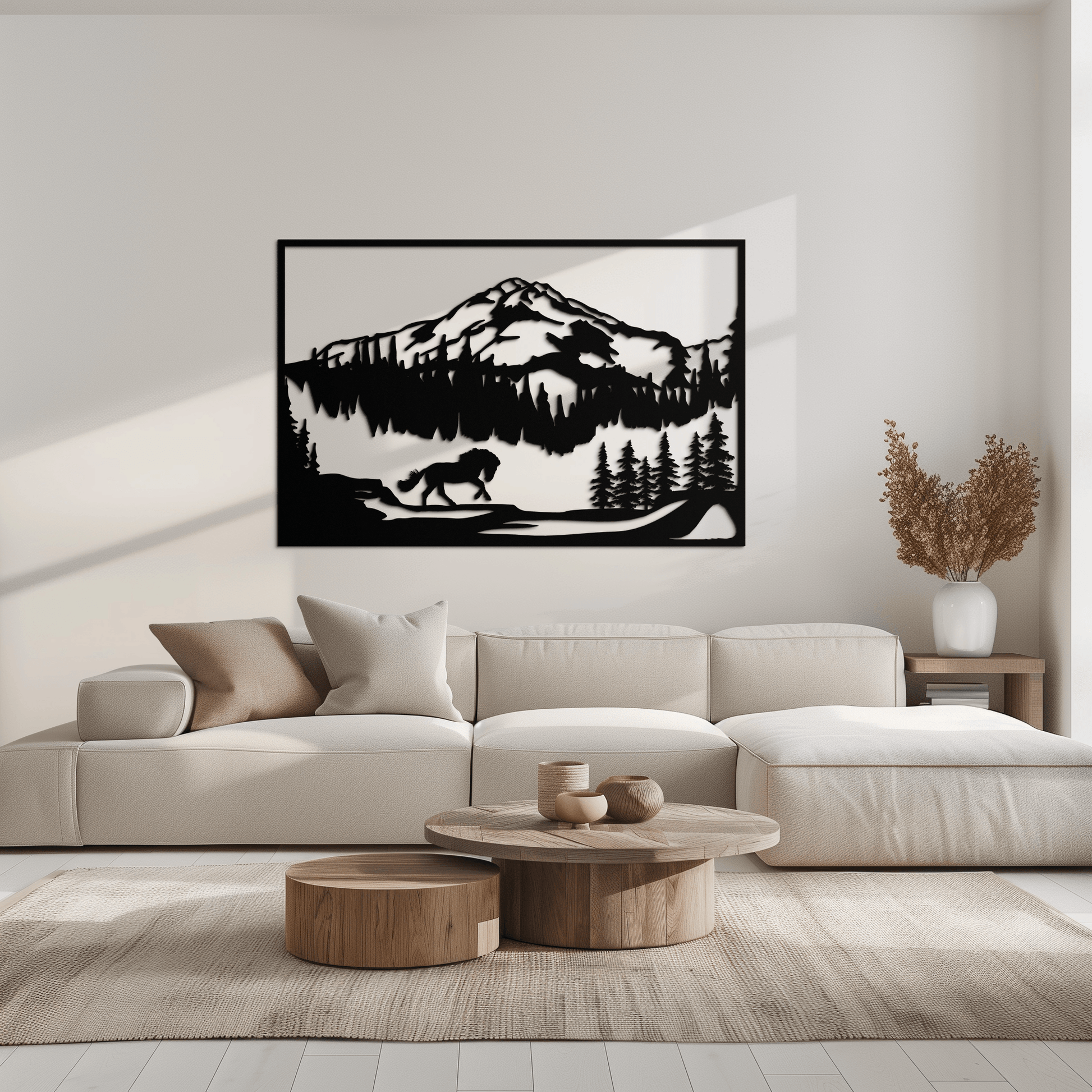 Mountain Horse Metal Wall Art - Steel Wall Decor for Home and Cabin - KAF019 - Tampa Home & Garden Store