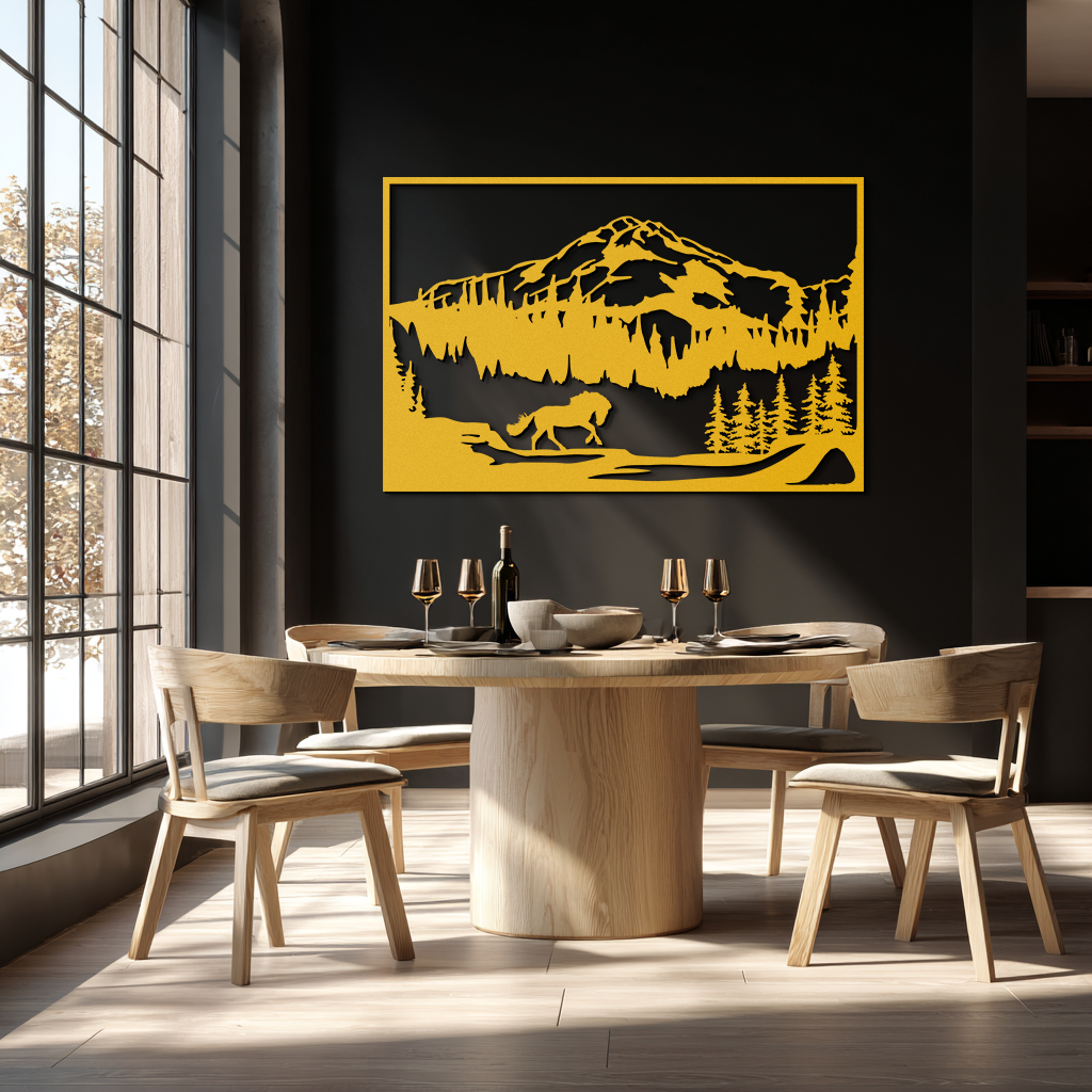Mountain Horse Metal Wall Art - Steel Wall Decor for Home and Cabin - KAF019 - Tampa Home & Garden Store