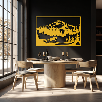 Mountain Horse Metal Wall Art - Steel Wall Decor for Home and Cabin - KAF019 - Tampa Home & Garden Store