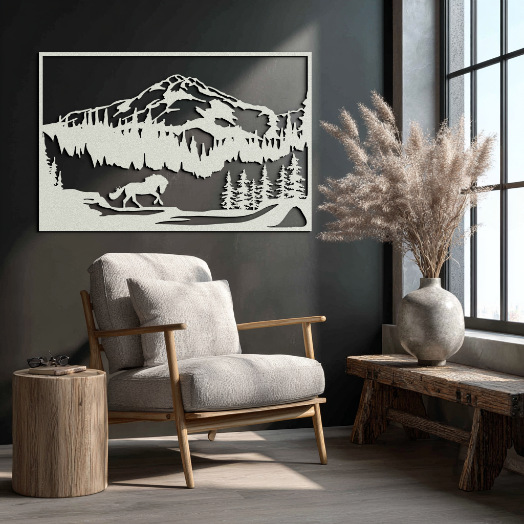 Mountain Horse Metal Wall Art - Steel Wall Decor for Home and Cabin - KAF019 - Tampa Home & Garden Store