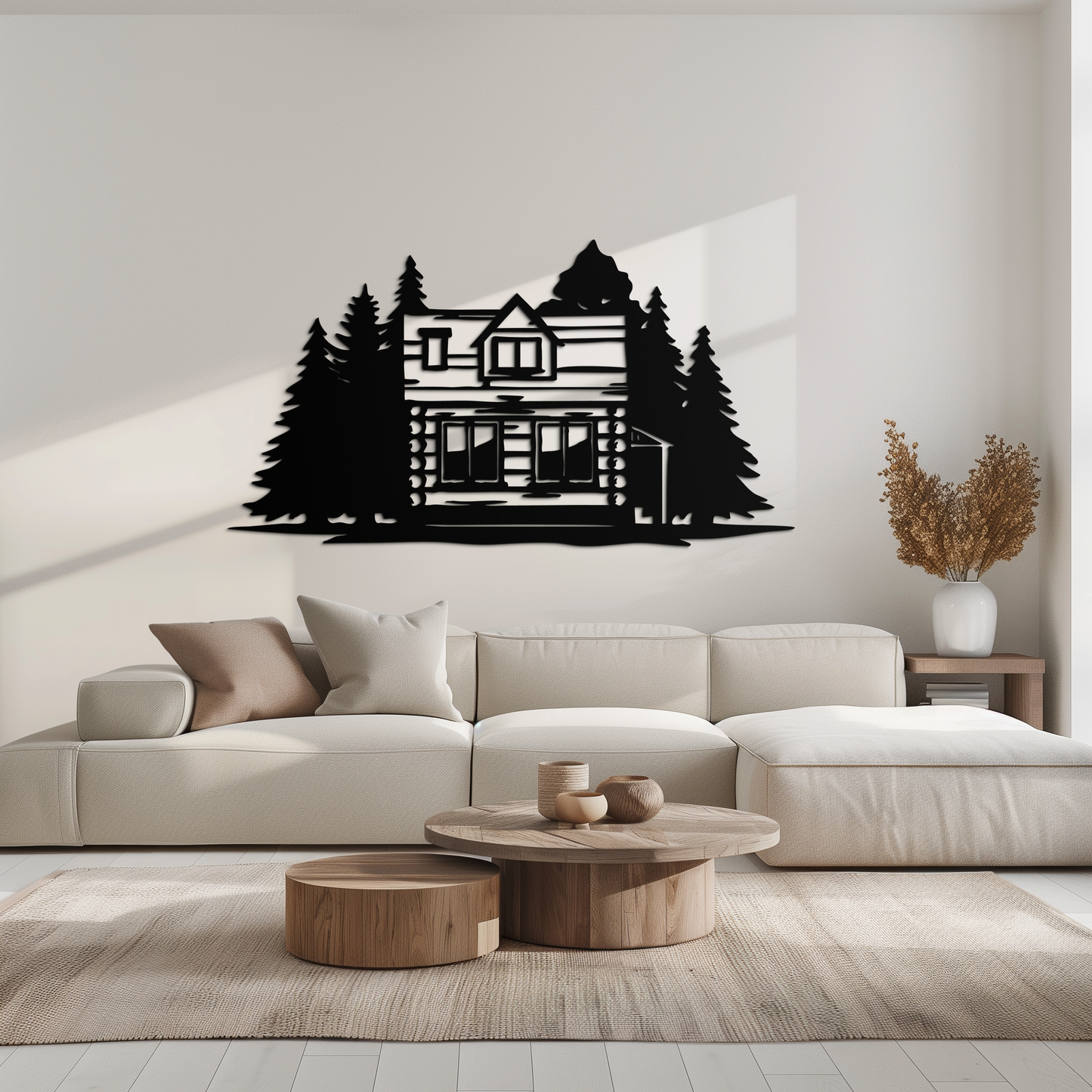Mountain Log Cabin Metal Wall Art – Nature Inspired Outdoor Wall Decor for Home & Lodge- KAF640 - Tampa Home & Garden Store