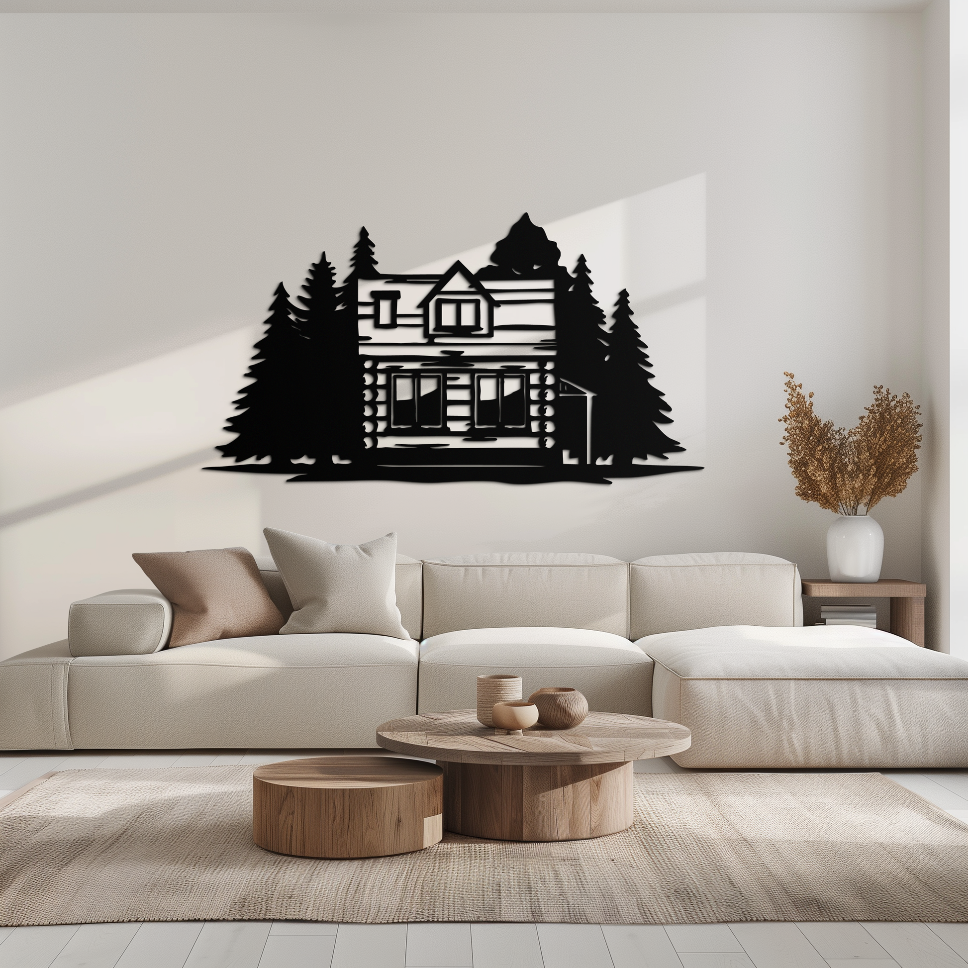 Mountain Log Cabin Metal Wall Art – Nature Inspired Outdoor Wall Decor for Home & Lodge- KAF640 - Tampa Home & Garden Store