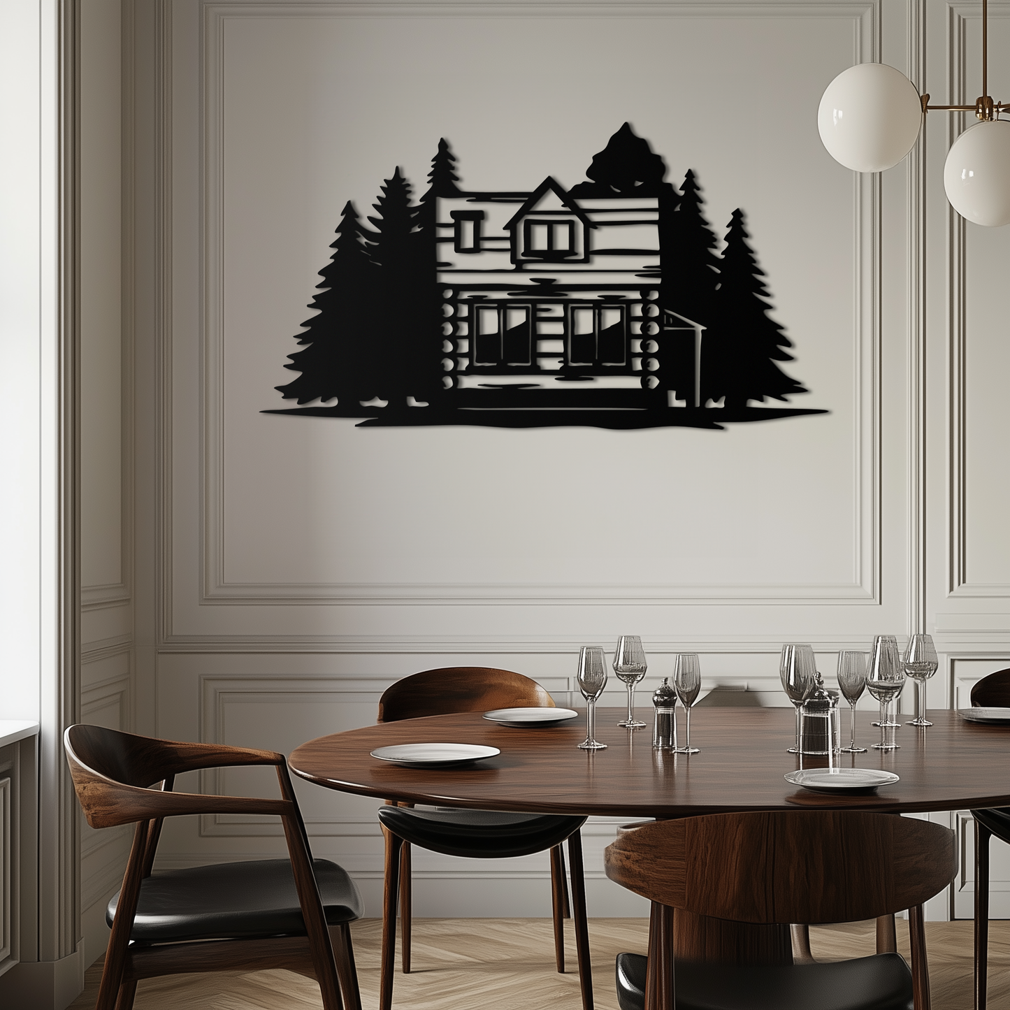 Mountain Log Cabin Metal Wall Art – Nature Inspired Outdoor Wall Decor for Home & Lodge- KAF640 - Tampa Home & Garden Store