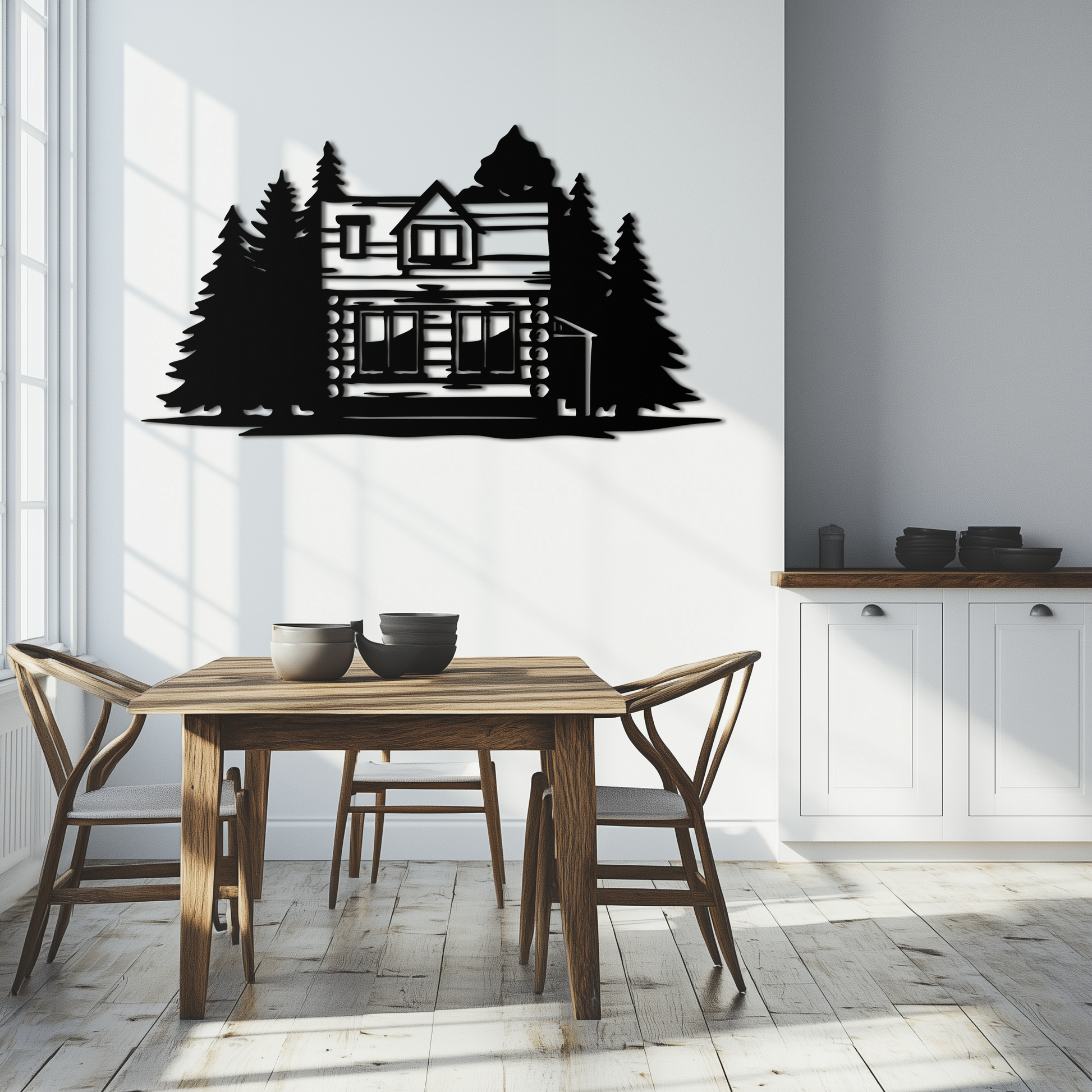 Mountain Log Cabin Metal Wall Art – Nature Inspired Outdoor Wall Decor for Home & Lodge- KAF640 - Tampa Home & Garden Store